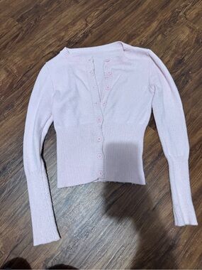 Light Pink Women’s Button-Up Knit Sweater Cardigan